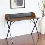 HMS 47" Brown and Black X-Shape Computer Desk Wood and Metal Office Desk