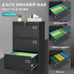 2 Drawer Metal Lateral File Cabinet with Lock,Office Vertical Files Cabinet for Home Office/Legal/Letter/A4 – angled view