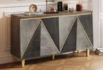 Modern Hotel Sideboard Cabinet with Storage 4-Door Doors Dimensional Effect Adjustable Shelves for Dining Room - Image 6