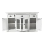 HMS 57 Three-Drawer White Solid Wood Sideboard Farmhouse Dining Room Furniture with Four Glass Doors for Living Room - Image 4