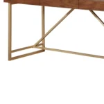 Modern Wooden Writing Desk with Metal Legs Brown Finish Storage Eco-Friendly & for Home Office and Living Room – top view