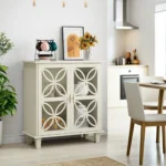 Modern Luxury Solid Wood Sideboard Buffet Storage Cabinet Tempered Glass Doors Freestanding Home Furniture Eco-Friendly Design - Image 12
