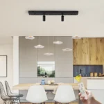 34W Dimmable LED Pendant Light, Modern 6-Leaf Chandelier with Spotlights, Adjustable Hanging Fixture for Kitchen Island,