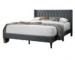 Goldoma Queen Size Bed Frame with Diamond Tufted Charcoal Burlap Headboard