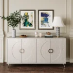 Modern Lacquered 4 Door Wooden Cabinet Sideboard Buffet Server Cabinet Storage Cabinet, for Living Room, Entryway, Hallway