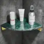 Emerald Marble Corner Shelf Wall Bathroom Mirror Front Cosmetic Storage Rack Metal Bathroom Shelf Shower Shelf Shampoo