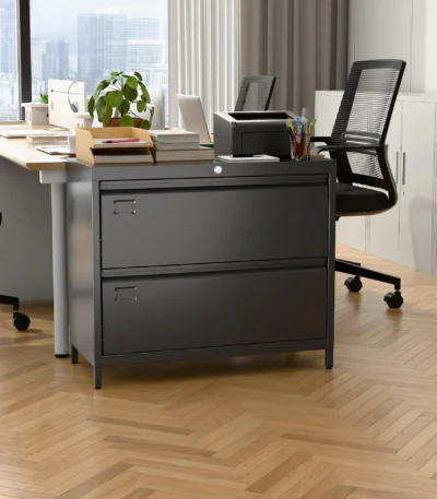 2 Drawer Metal Lateral File Cabinet Black Business Card Holder Lock Home Office School Hanging Letter Legal F4 A4 Size