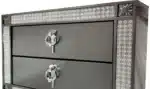 Glam Modern Nightstand with 2 Drawers, Nickel Ring Pulls and Acrylic Trim, Gray – close-up detail