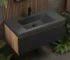 Wholesale 36-inch luxurious bathroom vanity cabinet with single sink, PVC set in white, front view against a tiled wall.