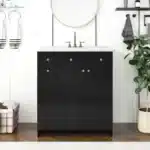 30-Inch Black Bathroom Vanity Ceramic Sink Combo Rich Storage Cabinet 2 Soft Close Doors Double Deep Drawers Unavailable
