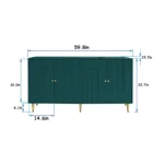 Modern Green Lacquered 4 Door Wooden Cabinet Sideboard Buffet Server Cabinet Storage Cabinet, for Living Room, Entryway - Image 2
