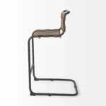 HMS 35 Modern Luxury Bar Stool Brown Black Leather with Metal Rotating Feature Solid Wood PU Material for Home Bar Kitchen