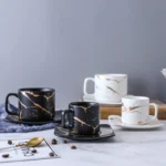 Coffee Mugs Marble Gold Inlay Mug Breakfast Mug Office Home Drinkware Milk Cup Dropshipping – in a cozy room setting
