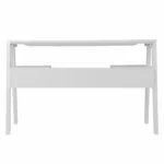 HMS 48" Simple Design White Writing Desk with Two Drawers Adjustable Extendable Wooden Computer Table with Shelf Office Desk