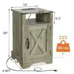 Farmhouse Nightstand with USB Charging Station - Rustic Wooden Bedside Table – top view