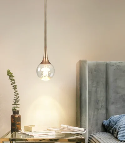 Goldoma 5W Mini LED Jellyfish pendant light with acrylic shade, warm glow over kitchen island