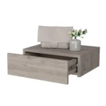 Light gray wall mounted floating nightstand for bedroom storage shelf