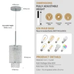 Modern chrome chandelier pendant light with spiral stripe design, viewed from below against a white ceiling.