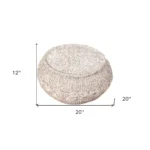 Goldoma 20-inch beige cotton round geometric pouf ottoman with storage