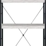 HMS 43" Four Tier Etagere Bookcase Antiqued White and Black Metal with Wood Four Tier Bookshelf – top view