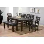 Espresso Convertible Dining Table 42" with Oak and Marble Surfaces – styled in a modern Rectangular Dining Tables setting