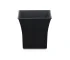 HMS 7 contemporary black recycled plastic square pot planter on a wooden deck with green foliage background