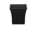 HMS 7 contemporary black recycled plastic square pot planter on a wooden deck with green foliage background