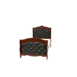 Goldoma Dark Cherry Twin Size Bed with Espresso Faux Leather Headboard – styled in a modern Living setting