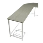 HMS 66 Gray White L-Shaped Computer Desk Modern Ergonomic PC Desk Extendable Design Wooden Plastic Cup Holder Metal