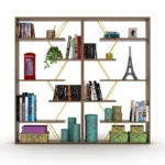 Furnish Home Store Wood Frame Etagere Open Back 6 Shelves Bookcase Industrial Bookshelf for Office – side view