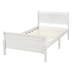 Goldoma solid wood twin sleigh bed frame with hollow-carved headboard and footboard