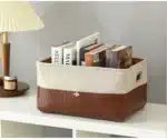 Foldable Storage Basket Organizer Toys Box Sundries Book Snack Desk Organizer Clothes Basket PU Laundry Hamper Home Decor