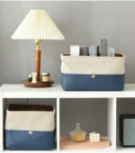 Foldable Storage Basket Organizer Toys Box Sundries Book Snack Desk Organizer Clothes Basket PU Laundry Hamper Home Decor