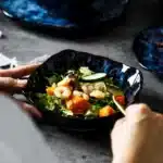 Ceramic Dinner Plates and Bowls, Blue Dishes, Creative Japanese Retro Kiln Changed Tableware Set, Dinnerware – top view