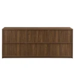 Large entryway console table with four fluted doors in a modern living room
