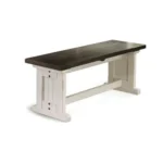 Orso transition dining table white and brown wood 48 inch with plank seat
