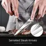 LONSDOW 3cr13 Stainless Steel Blade Beaf Kitchen Knife Set Hollow Marble Pattern ABS Plastic Handle Steak Knife Set – top