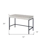 HMS 42" Solid Wood Computer Table Natural Black Writing Desk with Two Drawers Foldable Adjustable for Living Room Metal