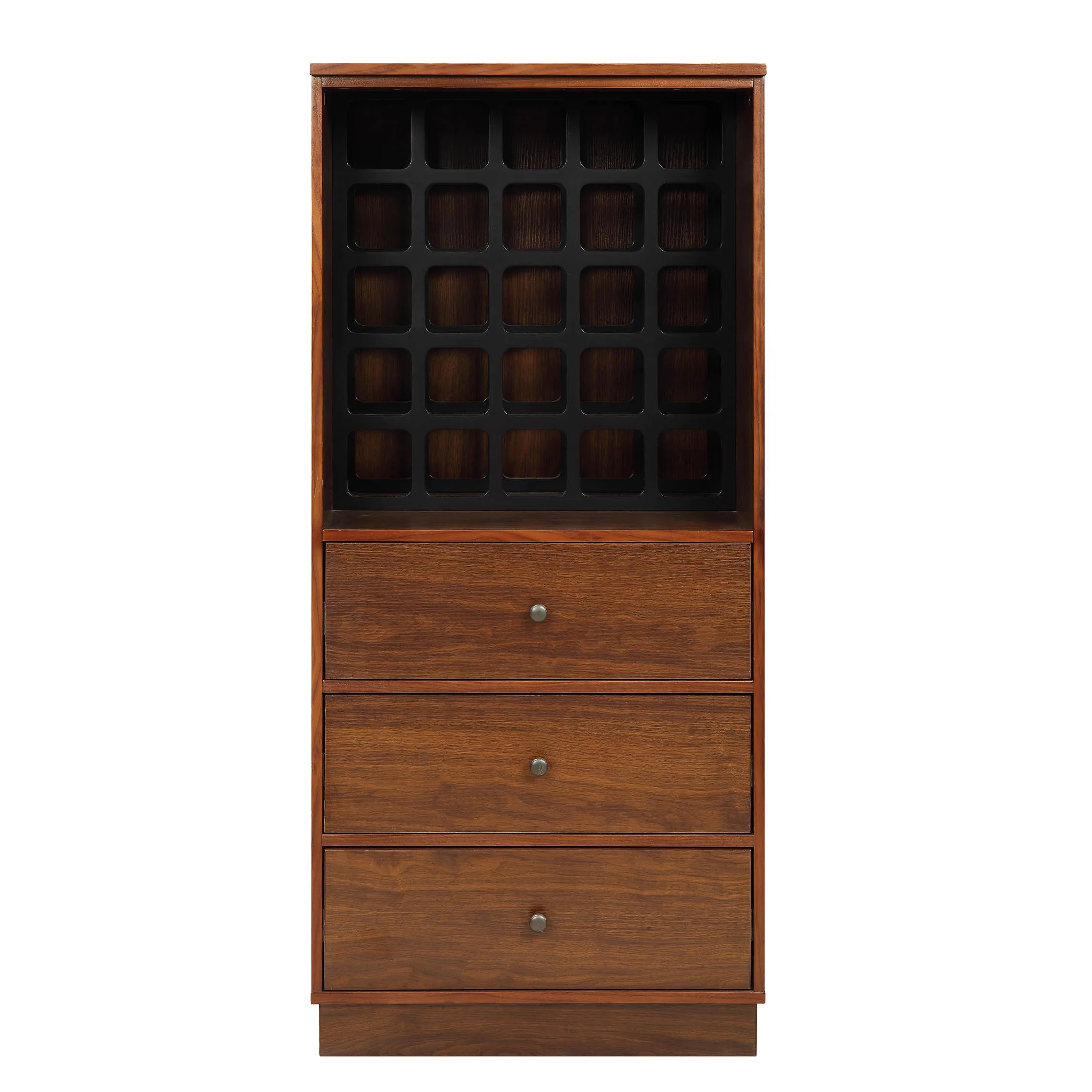 H78020972808b4260aa8906b0330e57d4v.webp HMS 52" Antiqued Solid Wood Bar Cabinet Brown and Black with Three Drawers Stainless Steel and Metal Storage for Home Use - Image 1