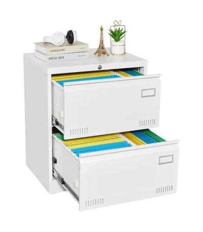 White Filing Cabinets Office Steel Vertical Files Cabinet 2 Drawer Metal Lateral File Cabinet with Lock