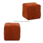 Brown corduroy ottoman foot rest with square shape and MDF frame in a modern living room setting.