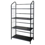 HMS 49" Black Metal Four Tier Bookcase Elegant & Durable Bookshelf for Home Office Use – styled in a modern Office