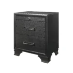 Civic Grey Nightstand with Two Drawers – modern grey nightstand in bedroom