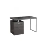 HMS 24" Modern Solid Wood Computer Desk Gray & Black with Three Drawers for Home Office – side view