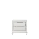 Tarian Pearl White Nightstand with Two Drawers – side view