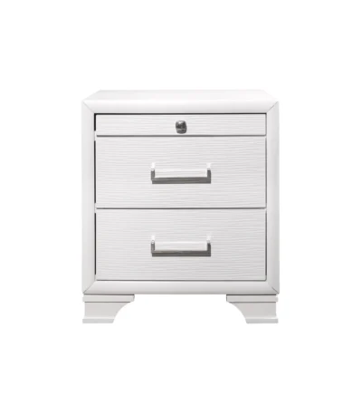 Civic White Nightstand with Two Drawers - modern white nightstand with drawers for bedroom storage