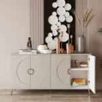 Modern Lacquered 4 Door Wooden Cabinet Sideboard Buffet Server Cabinet Storage Cabinet, for Living Room, Entryway, Hallway - Image 6