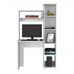 FCJ Five-Shelf Computer Desk with Superior Bookshelf Simple Design White for Office or Living Room Use – close-up detail