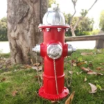 Back view of fire hydrant statue, smooth resin surface, no visible seams.