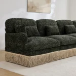 Goldoma leopard print sectional sofa in a modern living room with movable ottomans